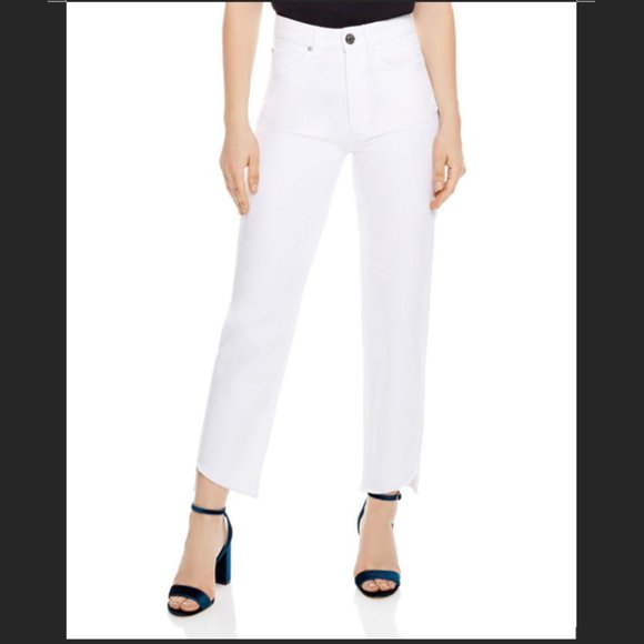 Sandro White Theater Frayed high-rise Step-hem Jeans bnwot - Picture 2 of 10